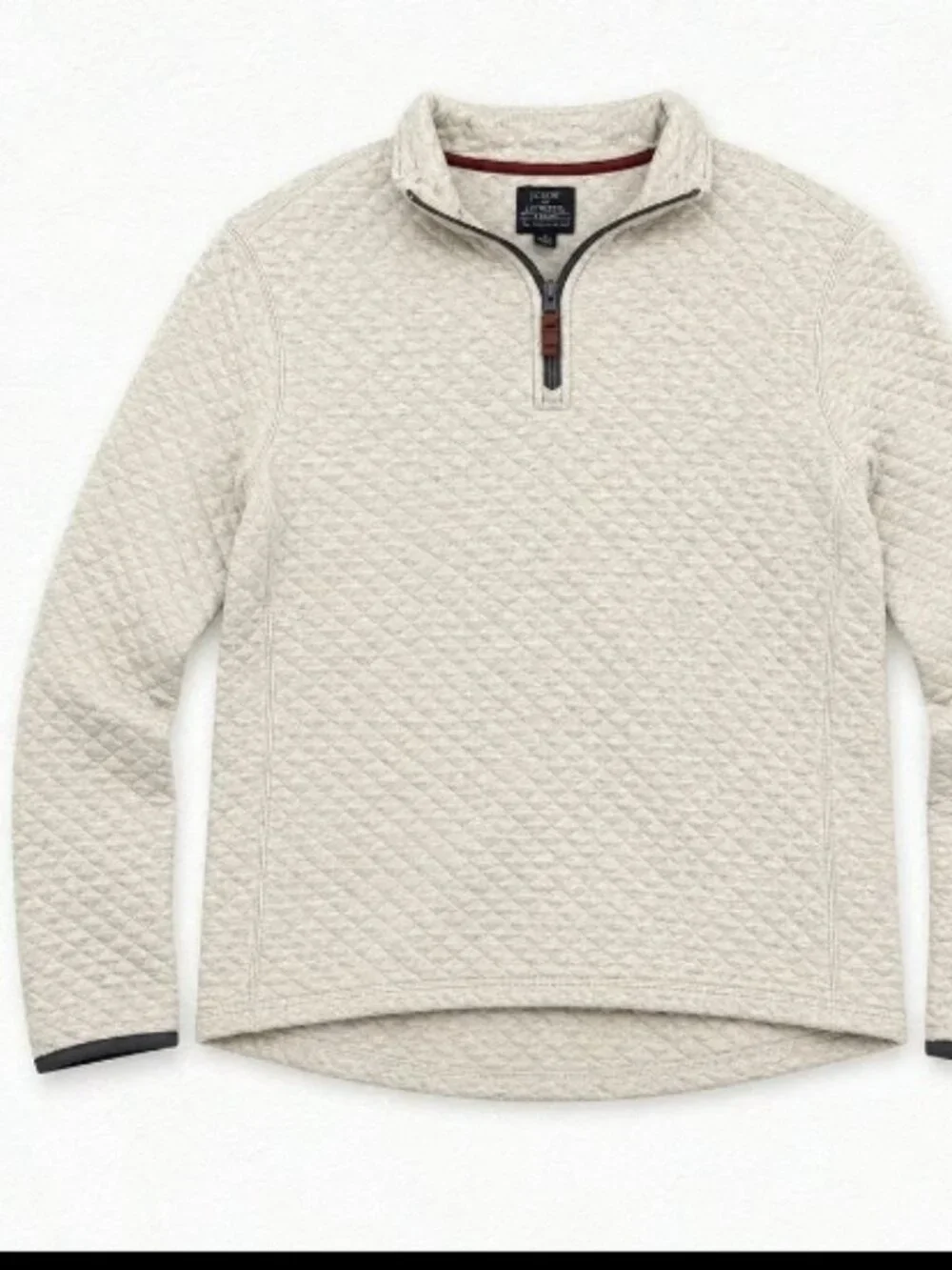 J. CREW 1/4 ZIP PULLOVER SWEATER SWEATSHIRT OATMEAL QUILTED NWOT S
